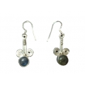 Earring0026-Nice Earring made with Beautiful Black Rainbow Stone and Silver